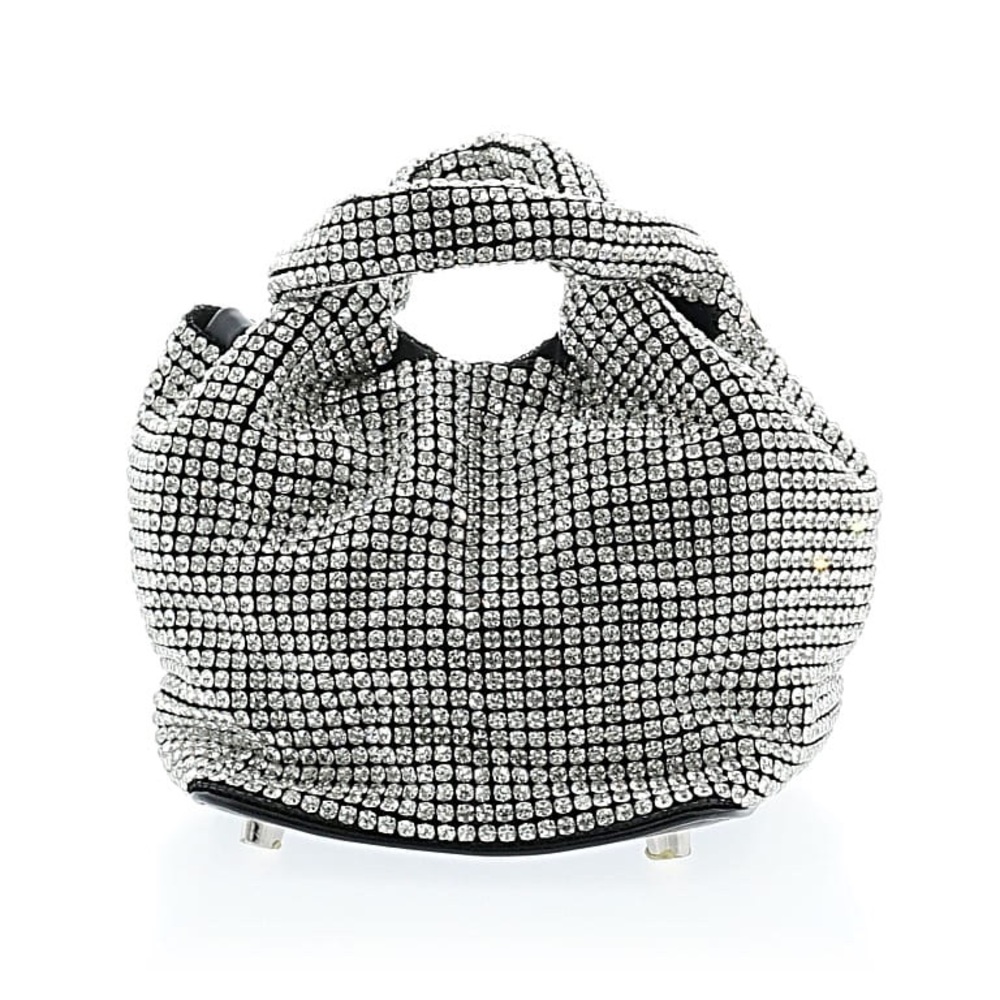 Large Slouchy Rhinestone Bag Removable, Jewelry-Quality Silver Crossbody Chain